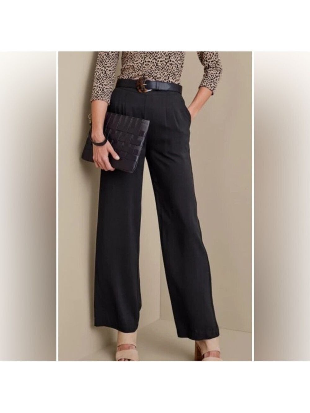 Soft Surroundings Melita Wide Leg Pants Black Large